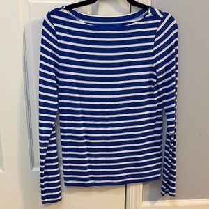 GAP Navy and White Striped Long Sleeve Top, M
